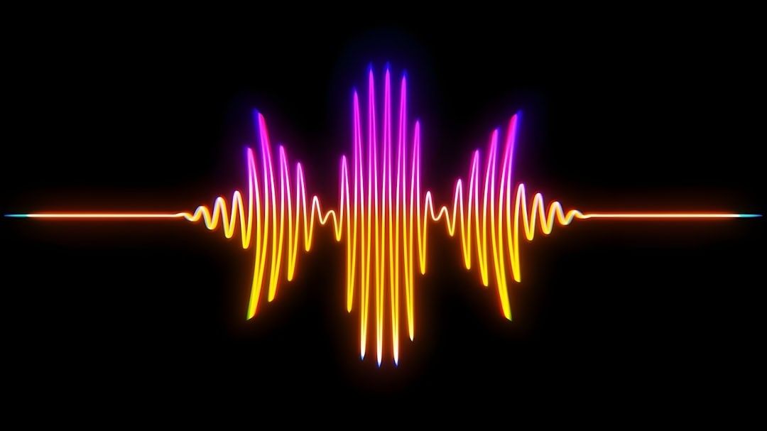 Glowing multicolored waveform illustrating audio signal interference